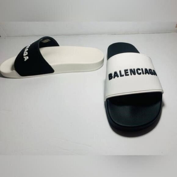 Balenciaga Men's Logo Mismatched Slide Sandal Size 8 - Picture 13 of 14